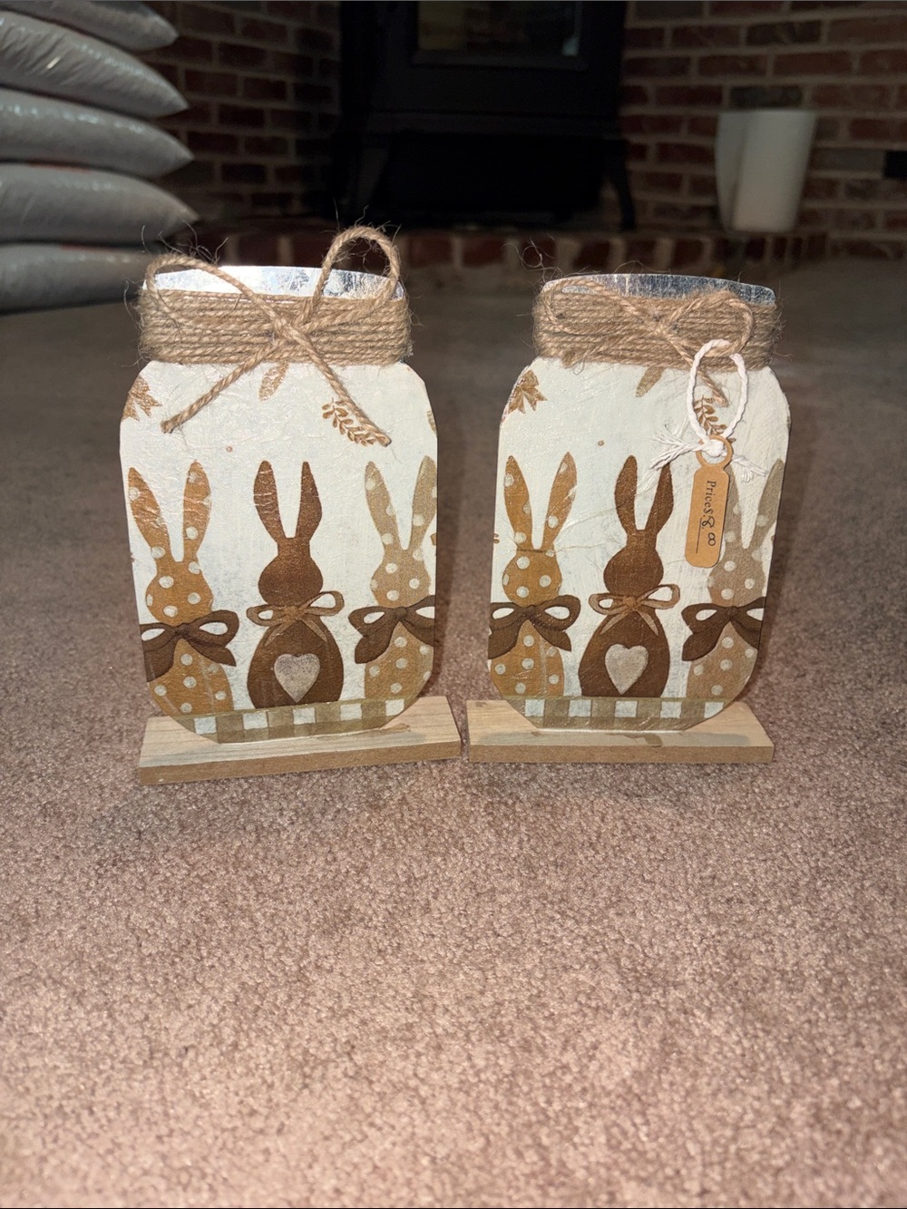 Rustic Cream and Brown Bunny Jar Set - Home Accents